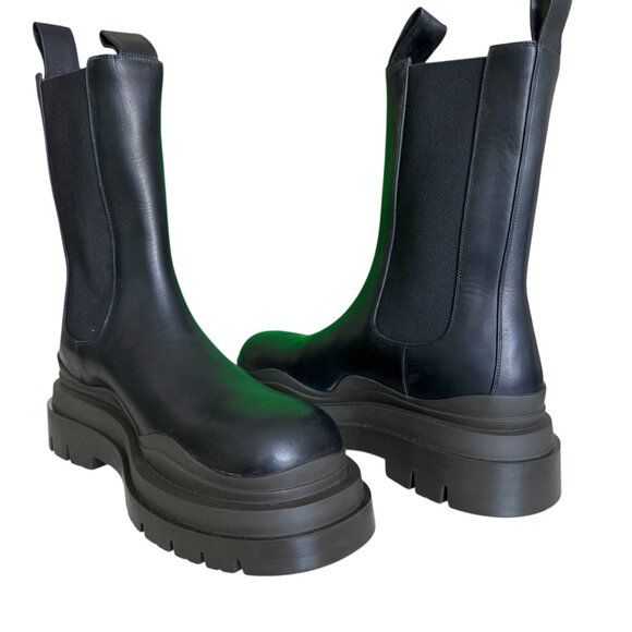 Bottega Veneta Military Calf Black Leather Brown & Black Tire Boot 630284 - Picture 5 of 16